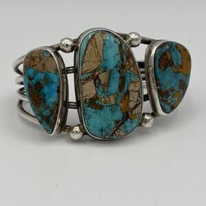 Vtg Native American Sterling Silver Royston Turquoise Women’s Cuff Bracelet
